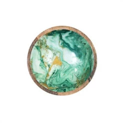 By Room Schaal Rond ø 18 Cm Mangohout Marble Green