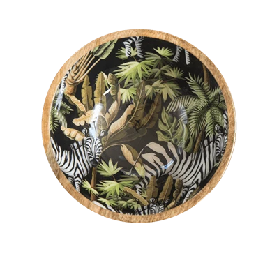 By Room Schaal Rond ø 25 Cm Mangohout Zebra In Jungle 3 By Room Schaal Rond ø 25 Cm Mangohout Zebra In Jungle