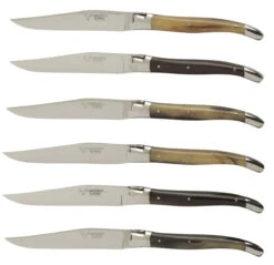 Laguiole En Aubrac Steakmes 11,5 Cm Geperst Hoorn Bruin 6 Stuks