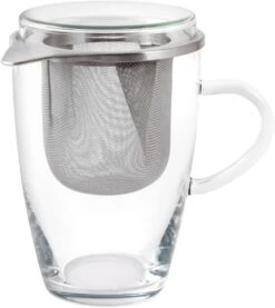 Oldenhof Lyra Theeglas Met Zeef En Deksel 350 Ml Glas Rvs 2-delig