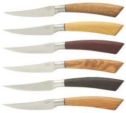 Saladini Steakmes 10 Cm Verschillende Houtsoorten 6 Stuks