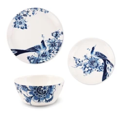 Royal Delft Peacock Symphony Serviesset Aardewerk 3-delig
