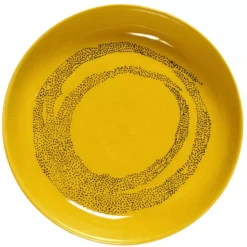 Serax Feast By Ottolenghi Hoog Bord ΓΈ 22 Cm H 4 Cm Aardewerk Sunny Yellow + Swirl-Dots Black