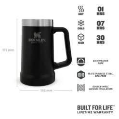 Stanley Adventure Stein Beker 700 Ml Mat Zwart -Serviesgoedwinkel Voor Thuis stanley thebiggripbeerstein0.7l 24oz matteblack 3 1800x1800